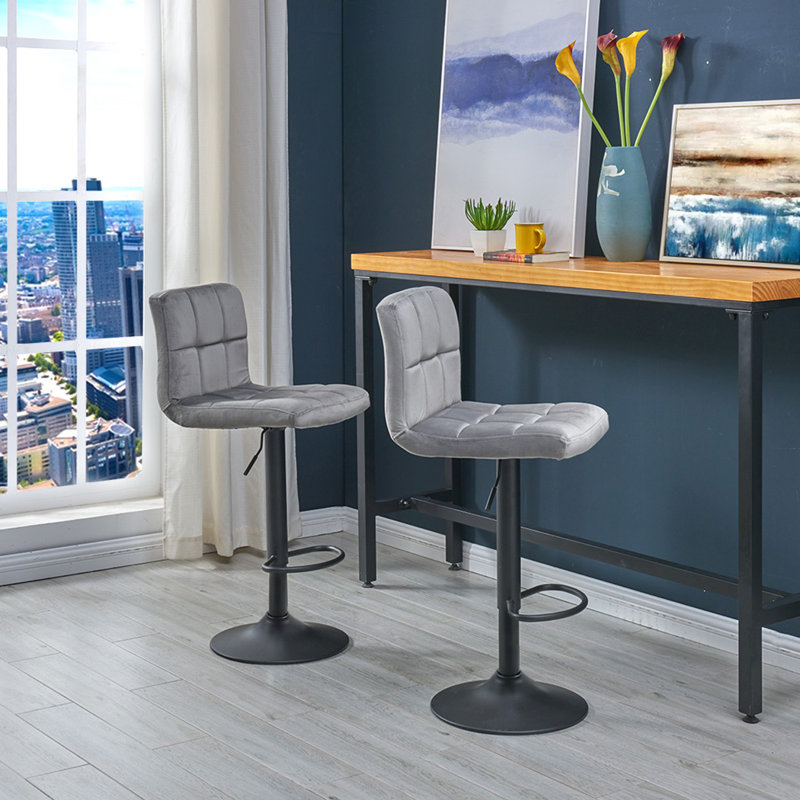 Clinger Height Adjustable Swivel Bar Stool, Grey