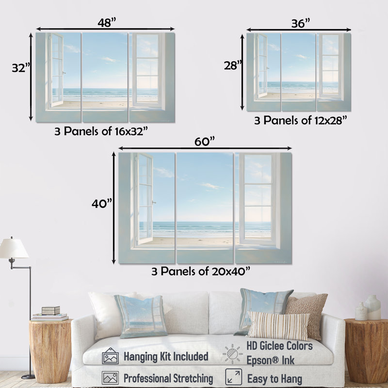 Ensemble de salon Coastal Windows Horizon II - Coastal Windows Wall Art, Toile tendue, H 32 po x l 48 po x P 1 po