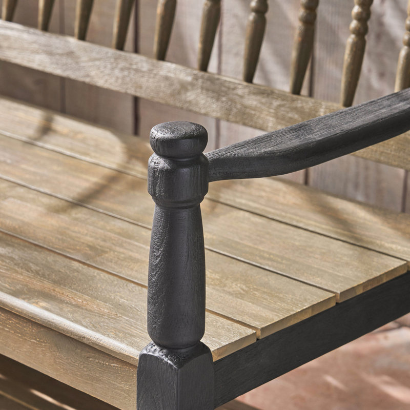 Banc d'extérieur en bois avec tablette, gris et noir pour un look élégant de rangement classique noir, fabriqué