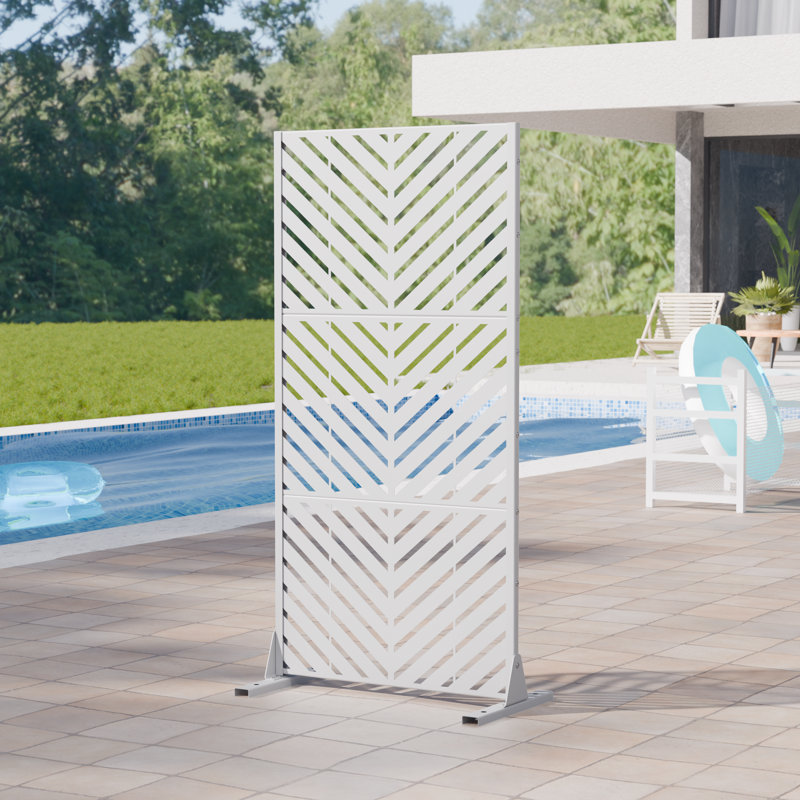 Paravents d'extérieur en métal 60 po x 30 po Parallel, Blanc, H 60 po x l 30 po x P 16 po