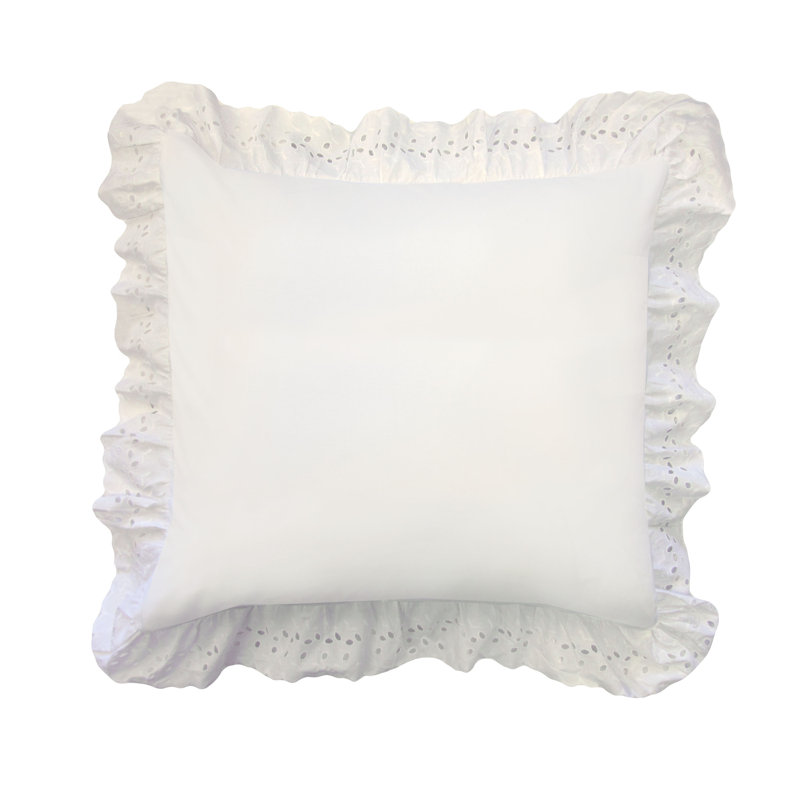 Ruffled Reversible Throw Pillow, Ivory