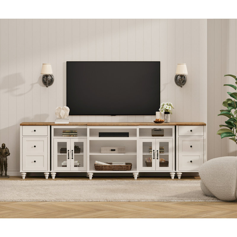 Scarlett TV Stand, Home Entertainment Center With Charging Station For 85 Inch TV, Large TV Console With Storage Cabinet