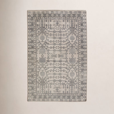 Gray Hand-Knotted Wool Oriental Rug