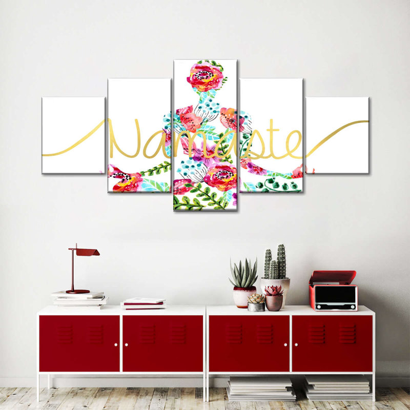 «Flowering Meditation On Canvas», reproduction de 5 pièces, H 34 po x l 74 po