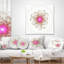 Coussin décoratif simple imprimé floral blanc et rose