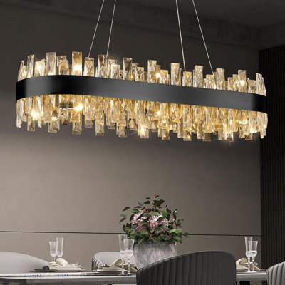 Lustre rectangulaire en cristal à intensité variable K9 avec base G9
