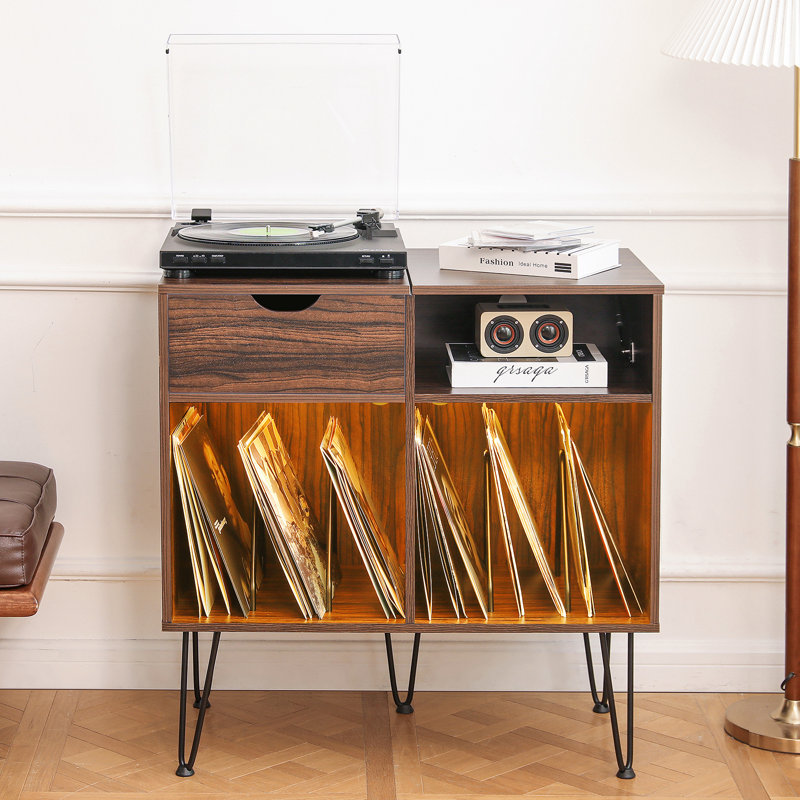 3 - Shelf Audio Rack with 3-Color RGB LED Light, Brown
