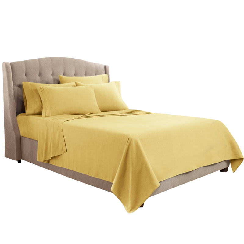 Microfiber Sheet Set, Mellow Yellow, Full Sheet Set + 1 Fitted Sheet + 4 Pillowcases
