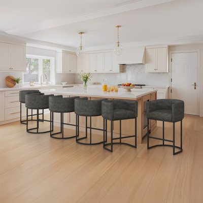 Modern Upholstered Counter Stool with Metal Frame