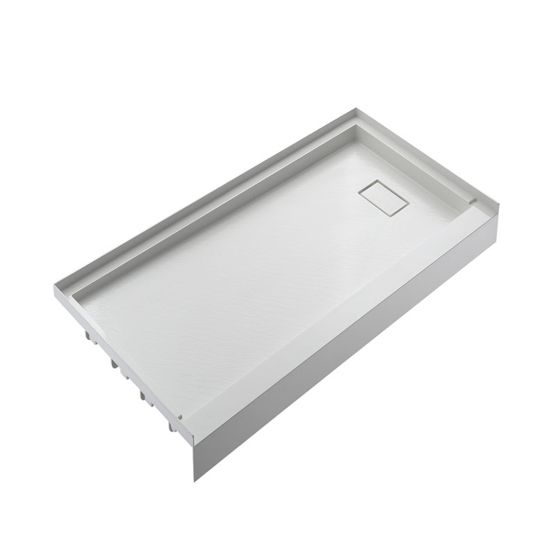 Base de douche 60 po x 36 po SMC à simple seuil avec drain à droite et ensemble de drain complet