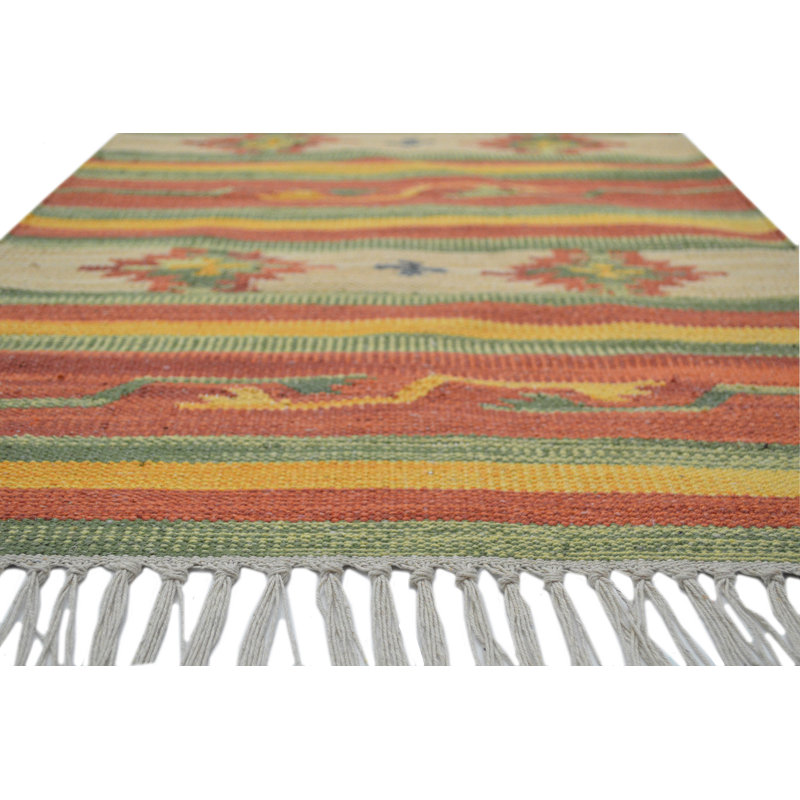 Country Traditional Cotton Hand Woven Area Rug, Rectangle 60 x 90cm