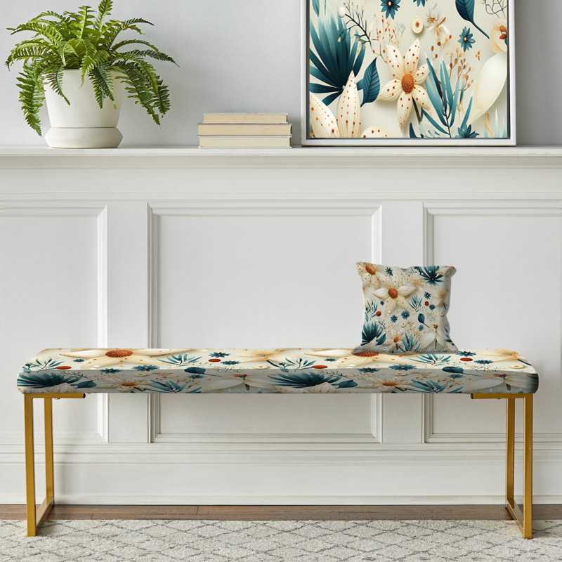 Banc bohème bohémien à fleurs rhododendrons bleues