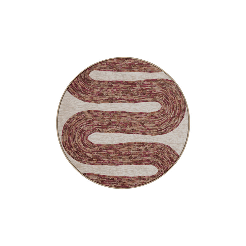 Tapis brun soyeux et moelleux, Rond 3 pi