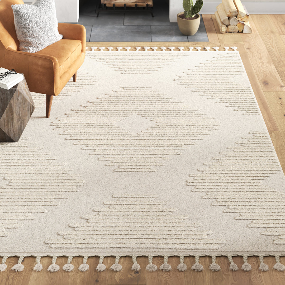 Firman Geometric Machine Woven Cream Area Rug The Twillery Co.® Rug 