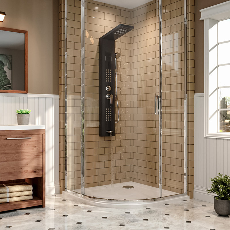 Black digital display shower screen
