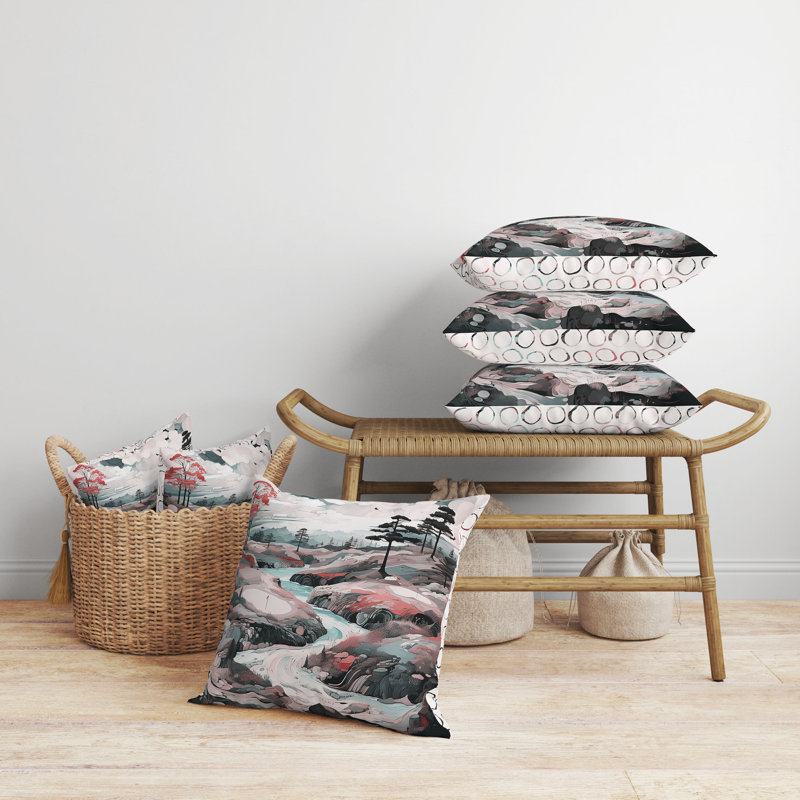 Coussin Mountain Vista, H 18 po x l 18 po, Vert / Rose / Mauve