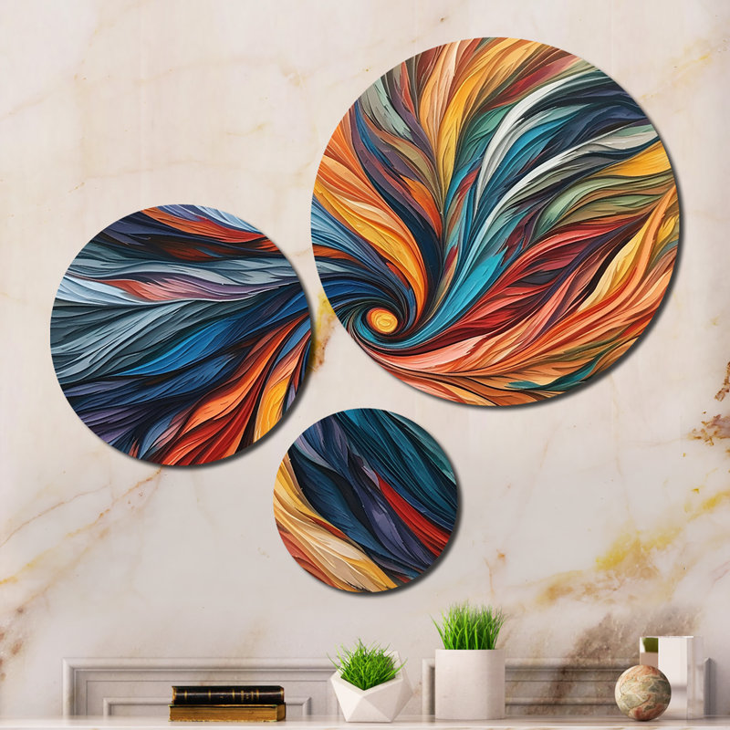 Spiral Symphony III - Abstract Spirals Metal Art Living Room Set of 3