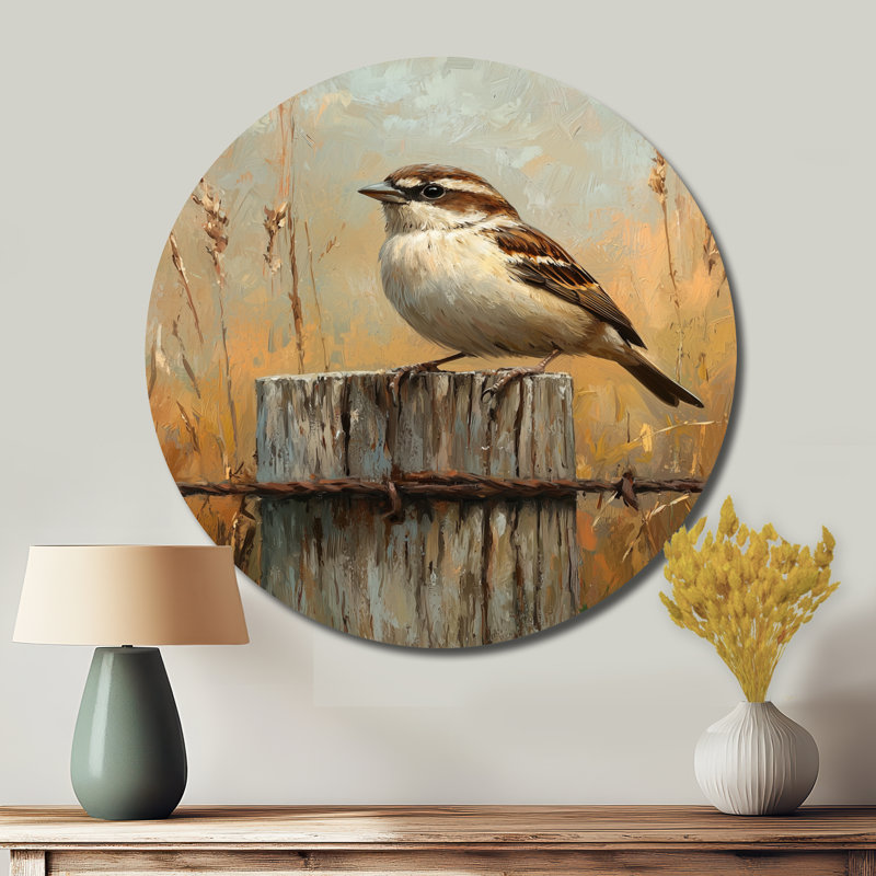 Piscitelli - reproduction d'art moderne en métal blanc, oiseau rond, décoration murale en métal, H 36 po x l 36 po