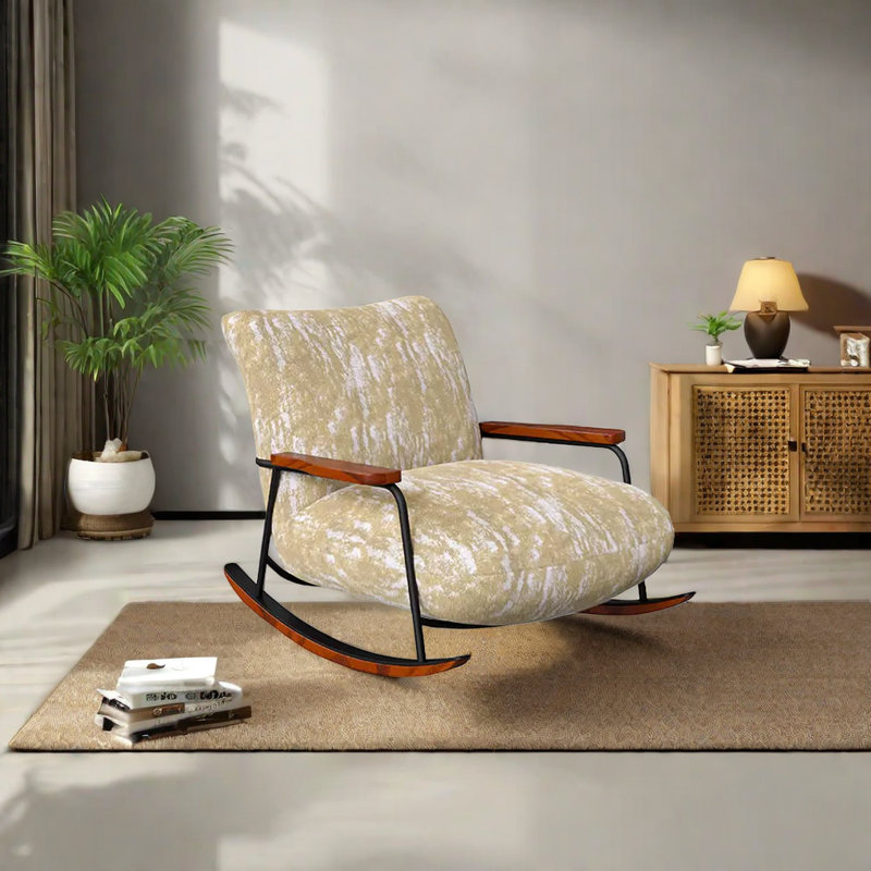 Chaise berçante paresseuse Home Living Room, Jaune et blanc