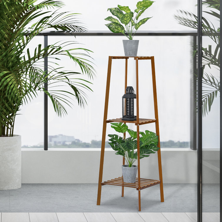 Adjustable Bamboo Plant Stand - Modern Indoor Plant Pot Holder Mid