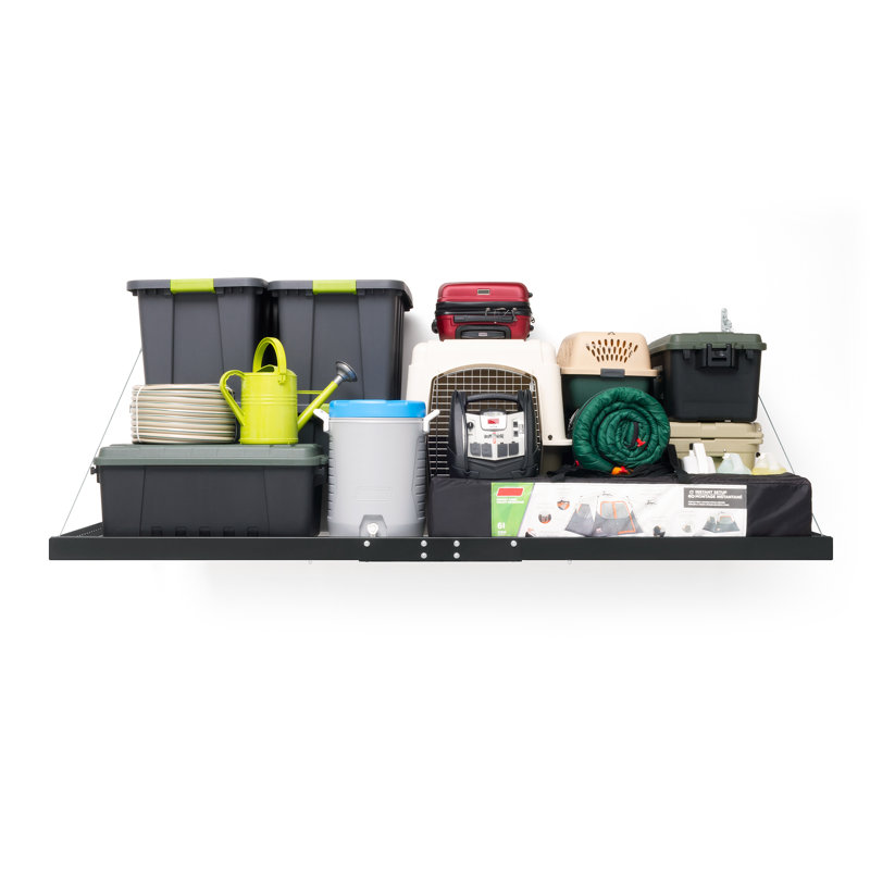 Pro 4' x 8' Steel Wall Mounted Garage Shelf in Black