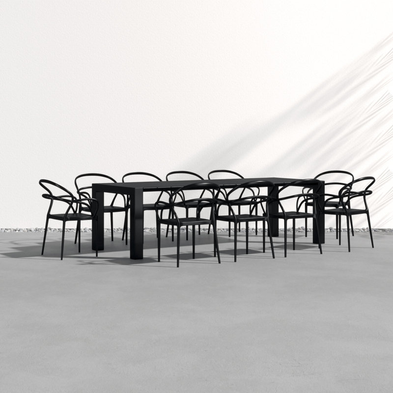 Ensemble repas de patio pour 10 personnes avec table extensible Comet, Noir