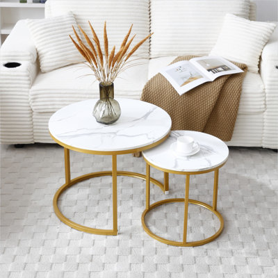 Tables basses avec dessus en panneau de fibres à densité moyenne gris froid et blanc