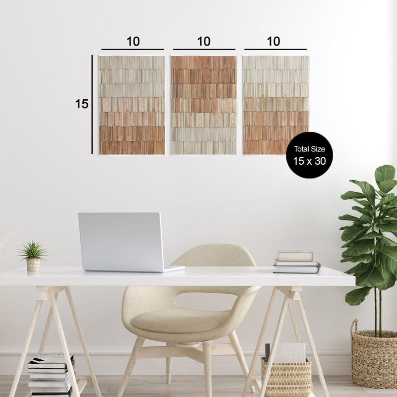 Ensemble de 3 plaques murales carrelées en terre cuite, design par Flora Kouta, H 15 po x l 10 po