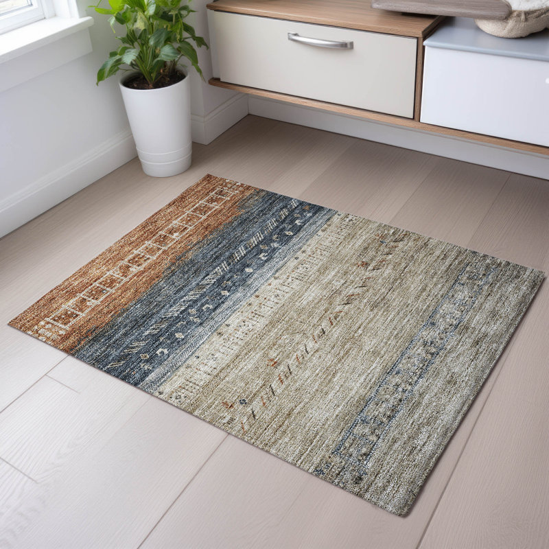 Premium Machine Washable Gurubaksh AMF1147 Global Rug, Rectangle 1 pi 8 po x 2 pi 6 po
