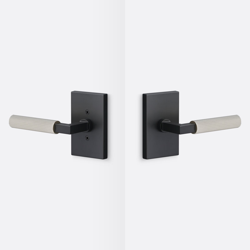 Levanto Passage Rosette, Straight Knurled Grip, Matte Black/Satin Nickel