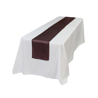 Chemin de table de 12 pi x 108 po Tek de Chemin de table - 10 chemins de table en satin - lavable à la machine, chemin de table décoratif en polyester brun foncé, pour les mariages et les événements