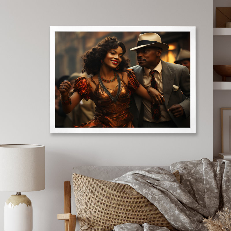 Jazz Harlem Renaissance III sur toile, H 16 po x l 32 po x P 1 po, Cadre photo blanc