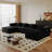 Modular Sectional Couch, Boneless Sofa With Deep Seat, High Density Memory Foam, Compression Sofa For Living Room Bedroom Apartment, No Assembly Required, Grey  (3*Seat+2*Ottoman)-950632647-950632645