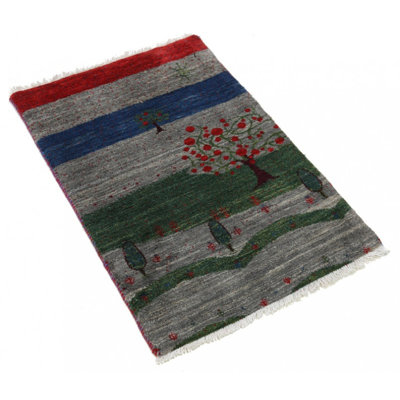 One-of-a-Kind 2' X 3'1'' New Age Area Rug in Gray/Blue/Red/Japanese Laurel
