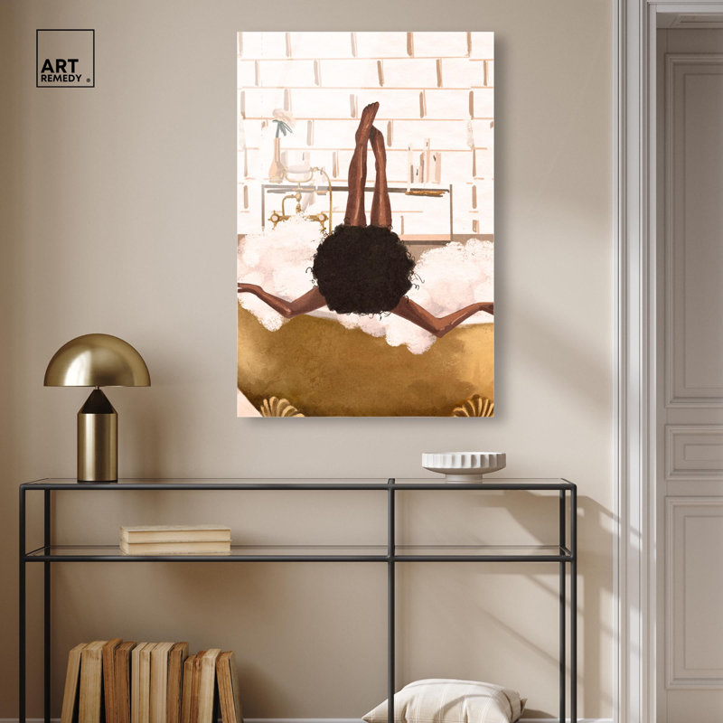«Warm Bubble Bath», reproduction d'art à la mode sur salle de bain par Art Remedy, H 36 po x l 24 po