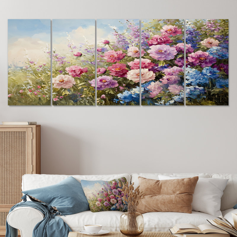Paysage campagnard fleur de pivoines et de fleurs sauvages I - art mural - décoration murale traditionnelle, 5