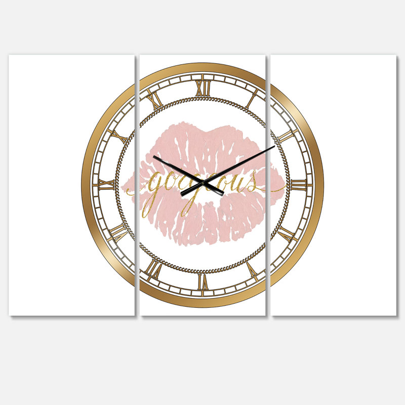 Horloge murale Fashion Glam Lips on Gold II