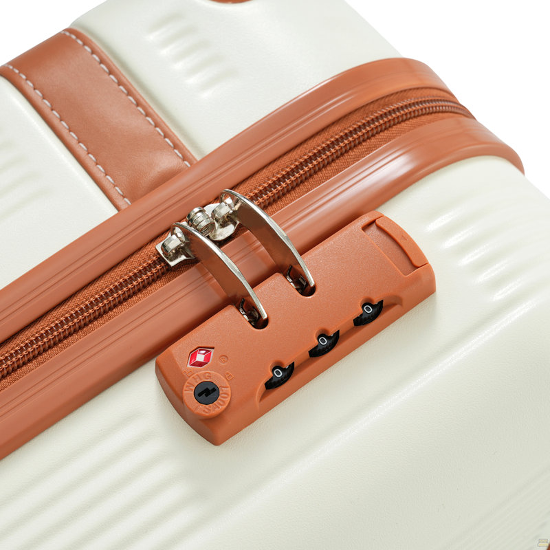 Ensemble de 3 valises Hardshell, valise de cabine 20 pouces avec roulettes, verrou TSA, ABS léger et durable pour le voyage, crème