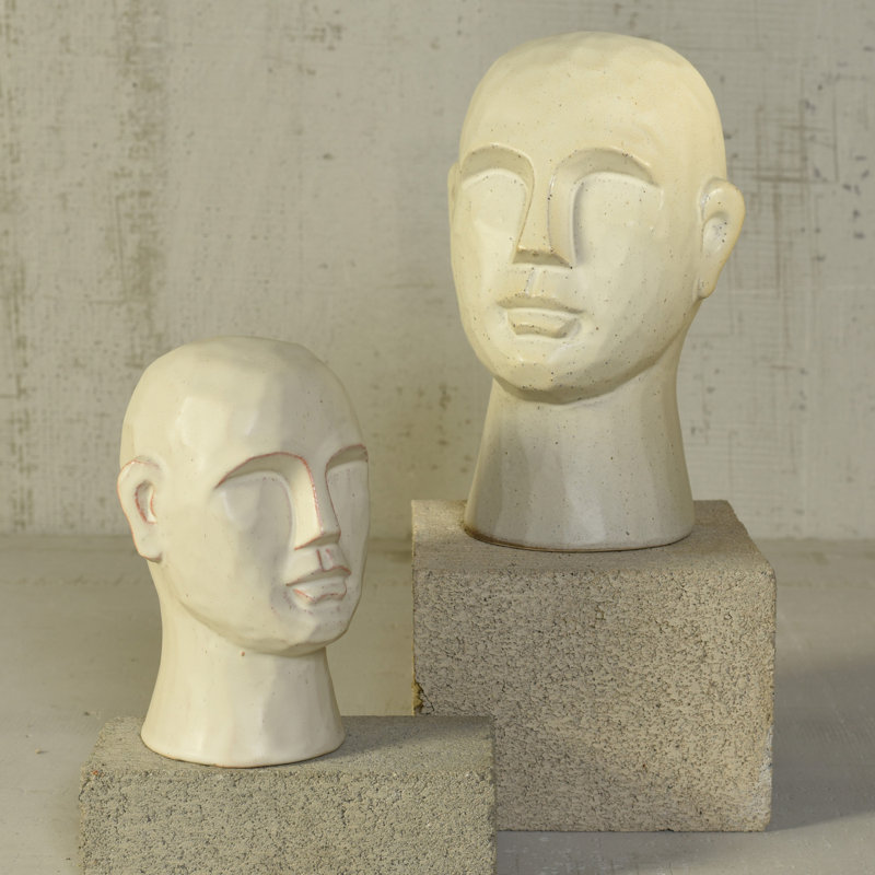 Buste géométrique Gennoviva Gris, Blanc, H 11 po x l 6,5 po x P 6 po