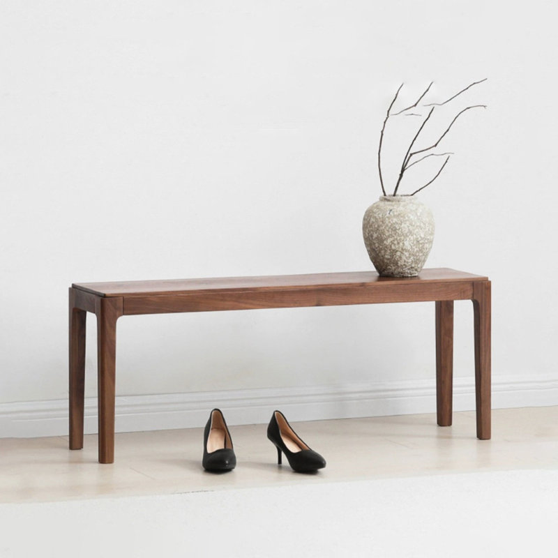 Banc en bois massif Kaslyn, H 17,71 po x l 55,11 po x P 11,81 po