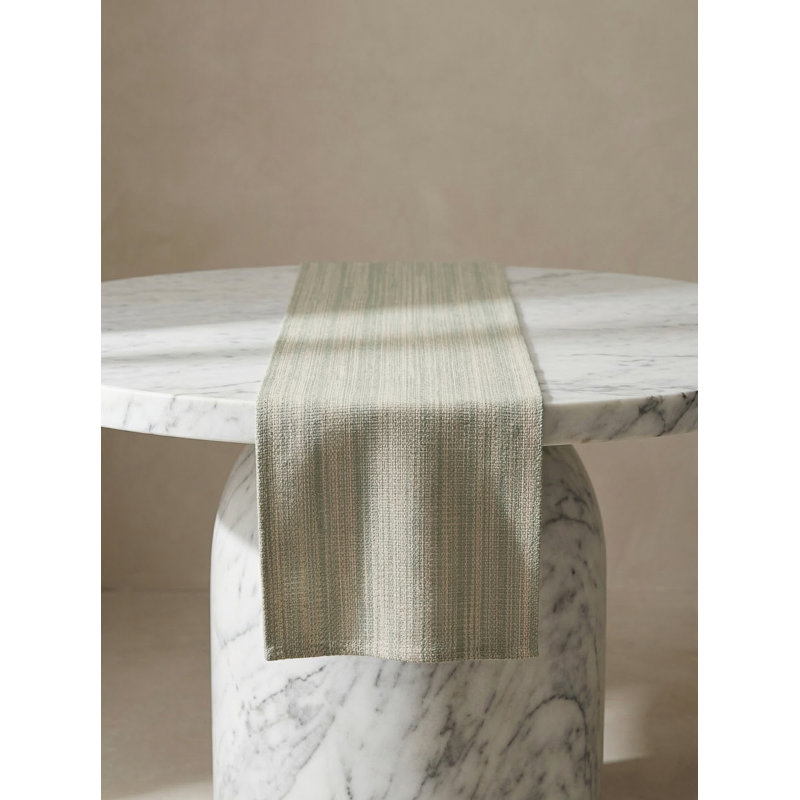 Mint Green Seagrass Stripe Indoor Outdoor Table Runner 14x72, Harvest Orange