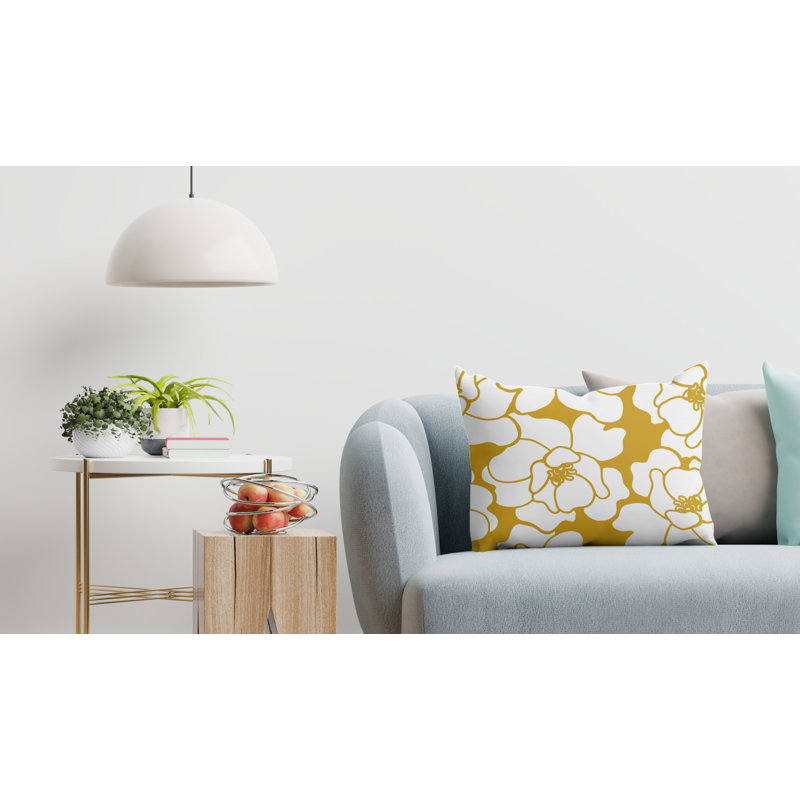 Housse de coussin d'extérieur et insert, Jaune, 19 po x 19 po, Carré