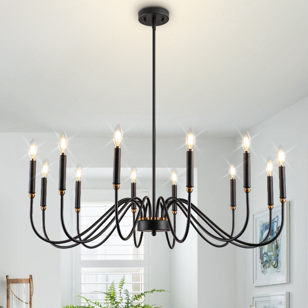 Tomicia 12 - Light Dimmable Classic Traditional Chandelier Living Room Chandelier Entryway Chandelier Black Dining Room Light Gracie Oaks