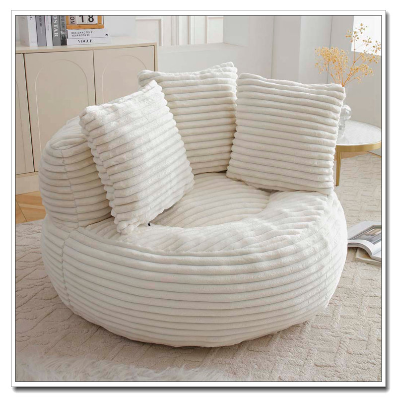 Grande chaise en velours côtelé avec bourre, Beige