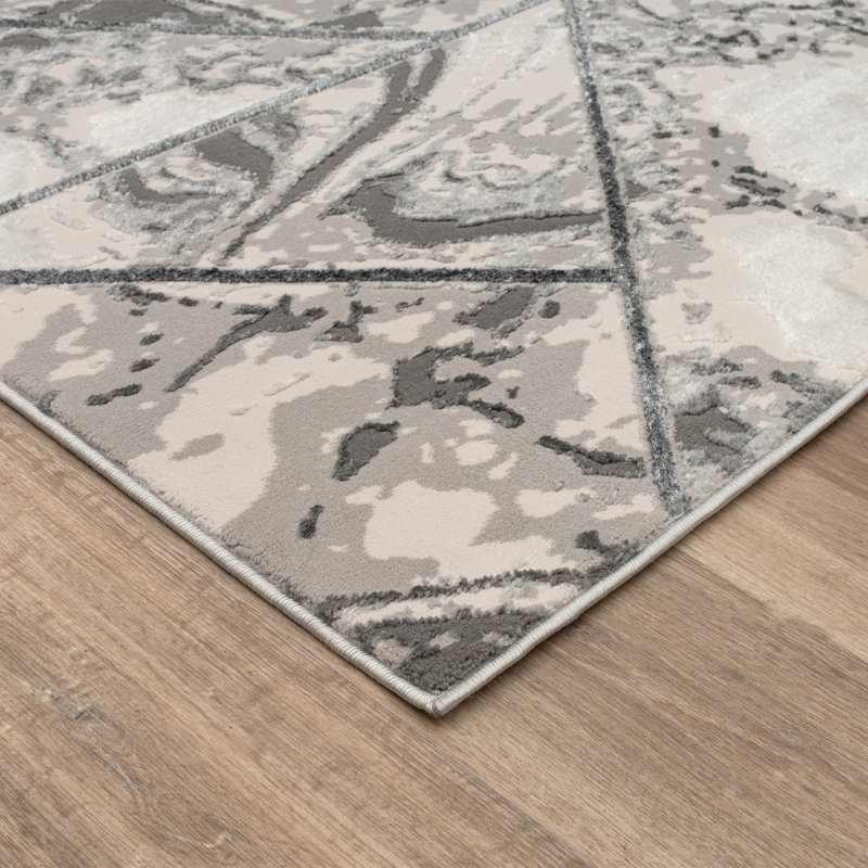 Monaco Series Abrstract Black/Gray/Ivory/Beige Area Rug, Rectangle 7'9" x 10'2"