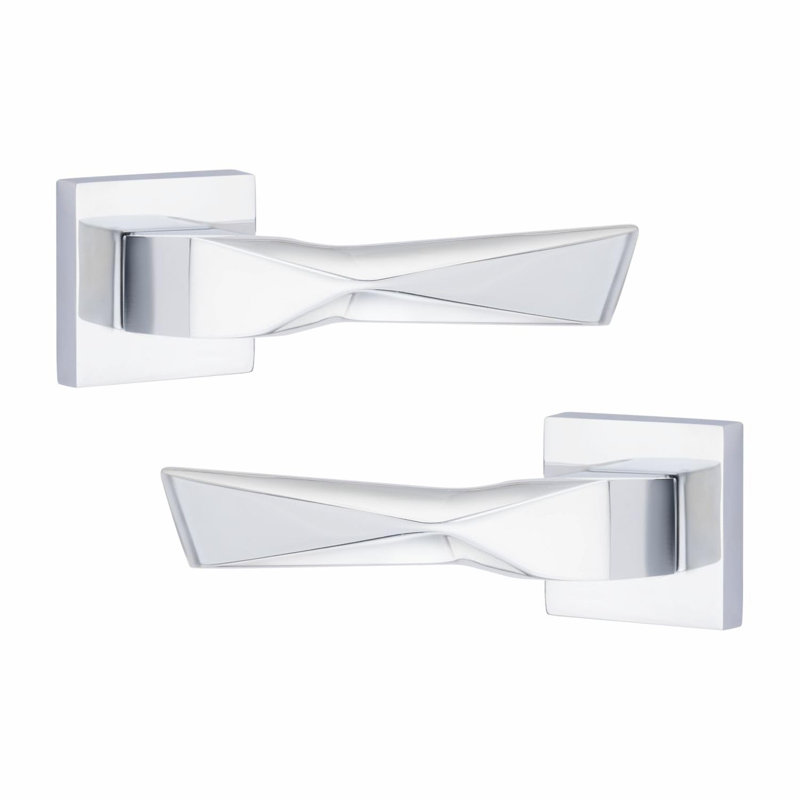  Modern Aura Euro Lock Door Handles in Polished Chrome Finish with 70mm Key and Thumbturn Barrell