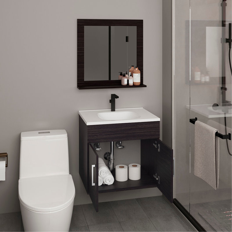 Wall Mounted With MDF Top, Black, Black
