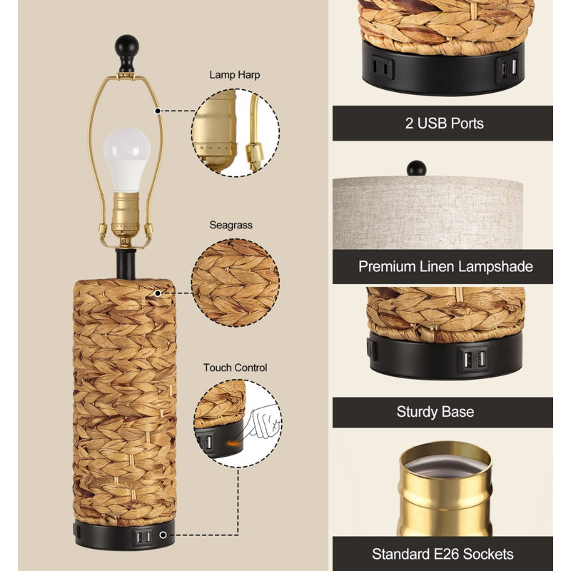 Rattan USB Table Lamp