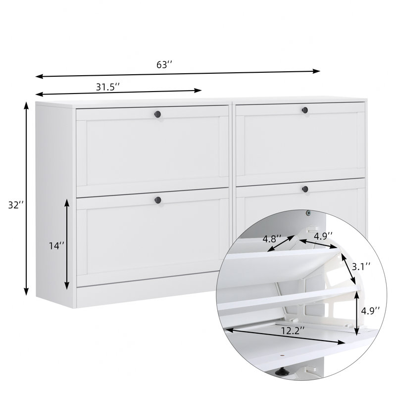 Marcell Shoe Cabinet with 2 Flip out Doors(Set of 2)