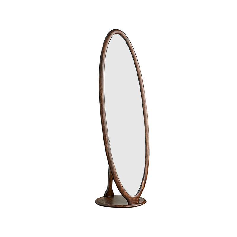 21.65"Ujin Wood Solid Wood Brown Simple Three-Dimensional Full-Body Mirror